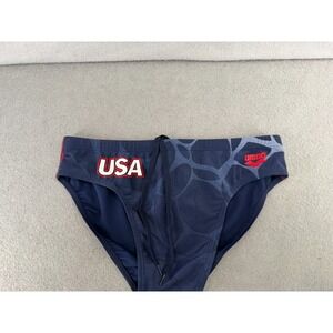 New Arena USA Swim Brief Mens Size 34 Blue Red bikini Swimsuit  Competition NWT